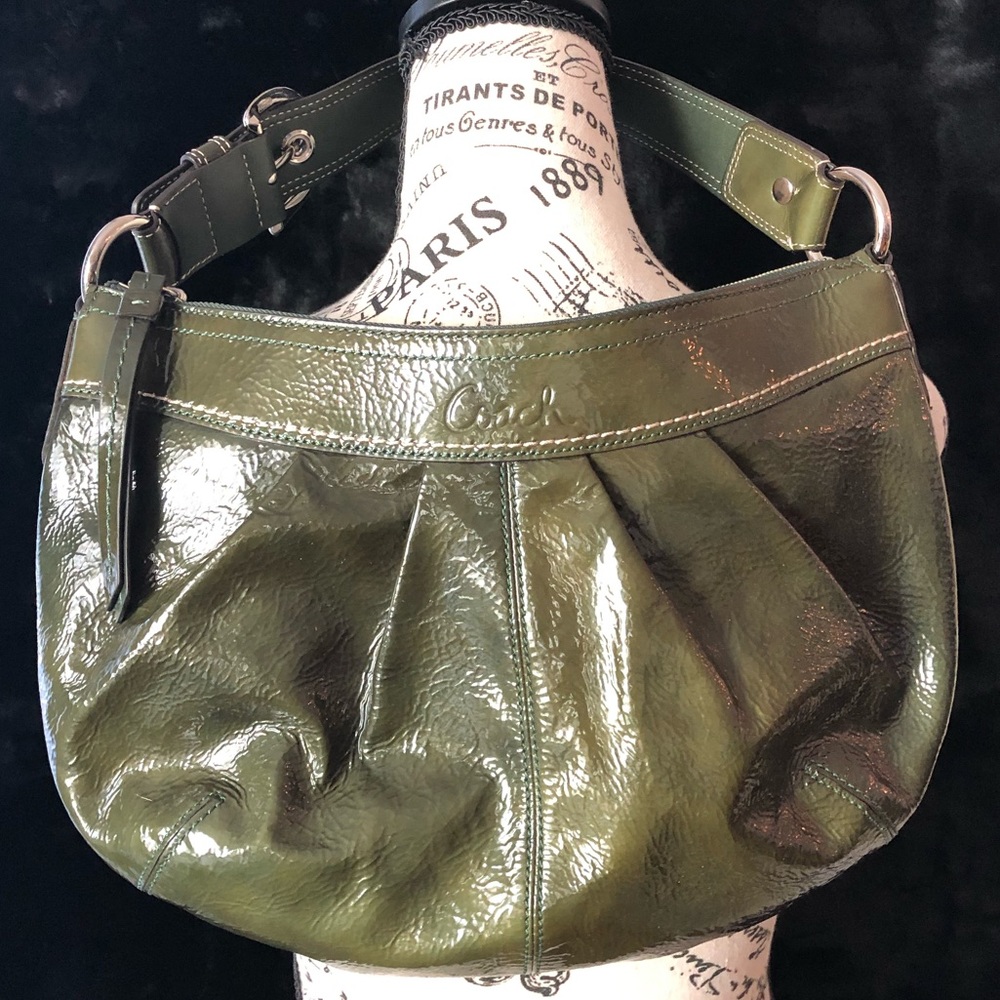 NWOT COACH Green Patent Leather hobo